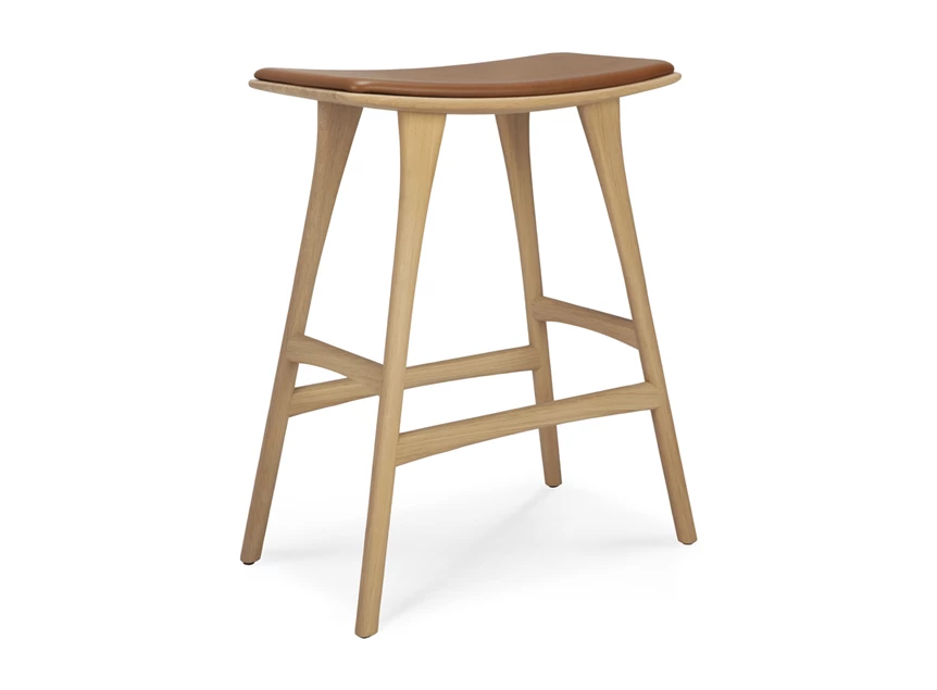 Barstoel Oak Osso Counter Stool Cognac Leather 53050 Ethnicraft