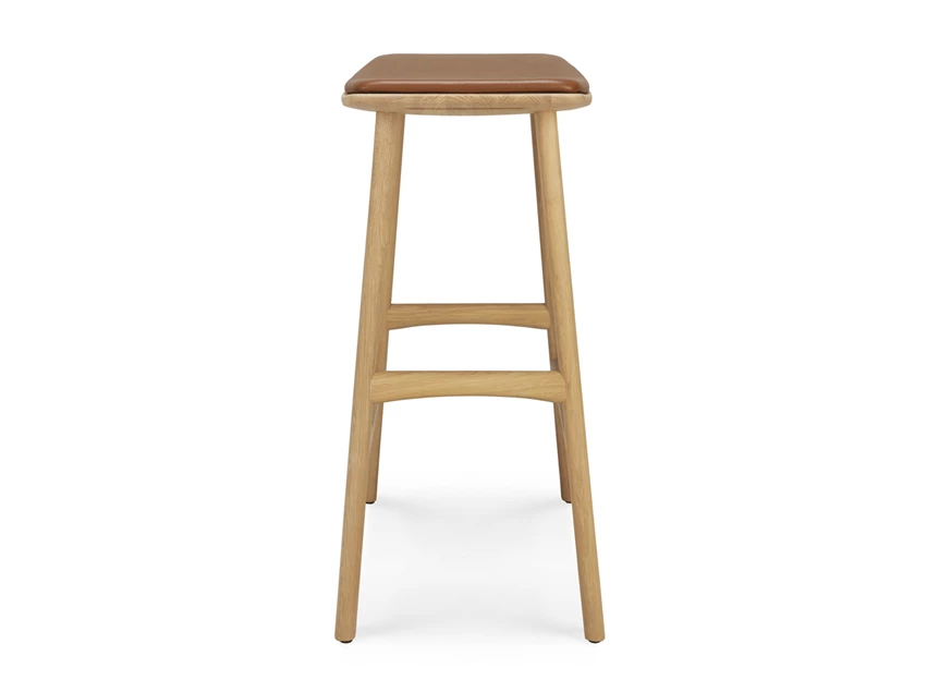Zijkant Barstoel Oak Osso Counter Stool Cognac Leather 53050 Ethnicraft