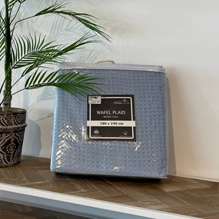 Wafelplaid 180x240cm light blue met verpakking