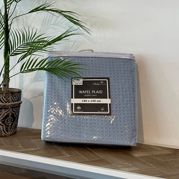 Wafelplaid 180x240cm light blue met verpakking