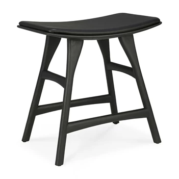 Kruk Oak Osso Black Stool Black Leather 53048 Ethnicraft