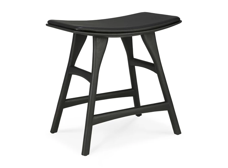 Kruk Oak Osso Black Stool Black Leather 53048 Ethnicraft