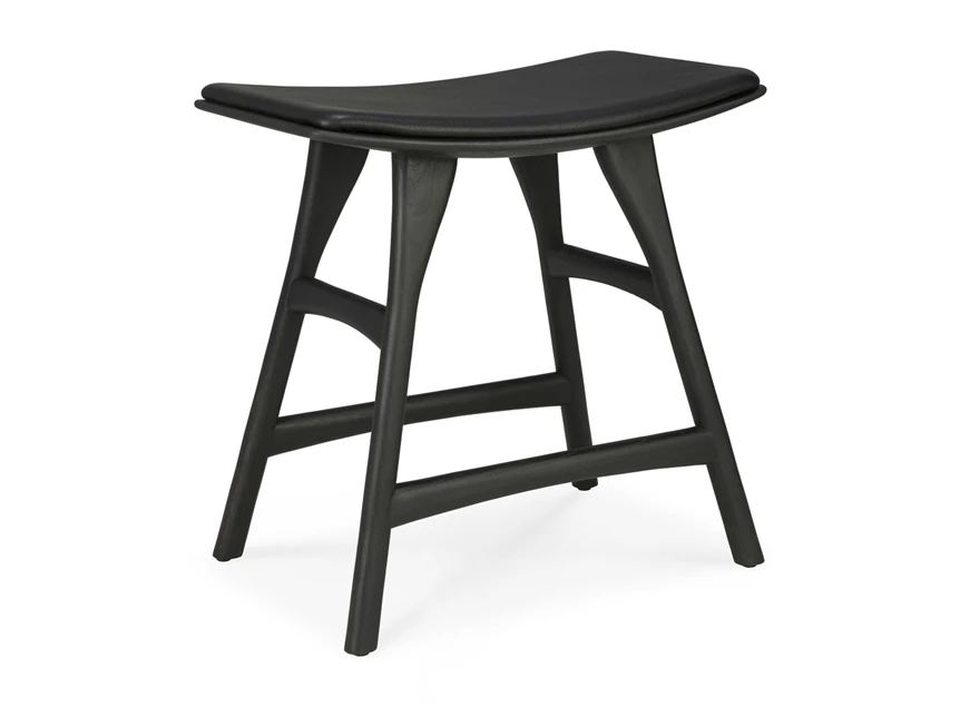 Kruk Oak Osso Black Stool Black Leather 53048 Ethnicraft