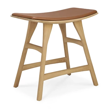 Kruk Oak Osso Stool Cognac Leather 53047 Ethnicraft