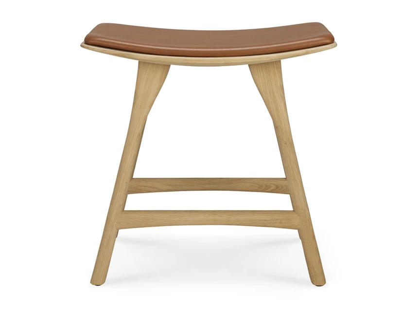 Front Kruk Oak Osso Stool Cognac Leather 53047 Ethnicraft