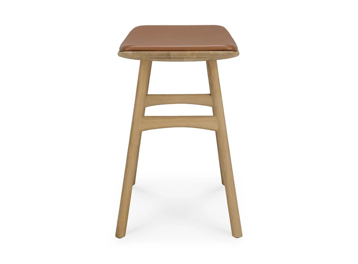 Zijkant Kruk Oak Osso Stool Cognac Leather 53047 Ethnicraft