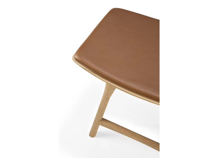 Bovenkant Kruk Oak Osso Stool Cognac Leather 53047 Ethnicraft