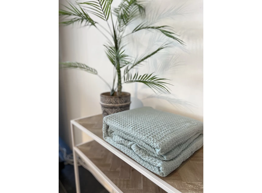 Wafelplaid 180x240cm light munt uit de verpakking