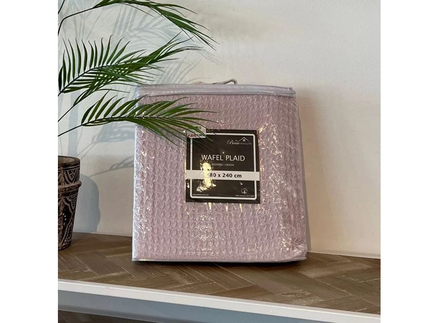 Wafelplaid 180x240cm pink in verpakking