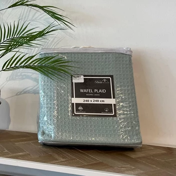 Wafelplaid 240x240cm light munt in verpakking