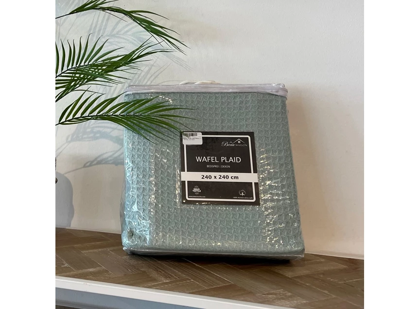 Wafelplaid 240x240cm light munt in verpakking