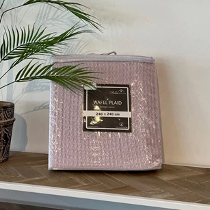 Wafelplaid 240x240cm pink in verpakking