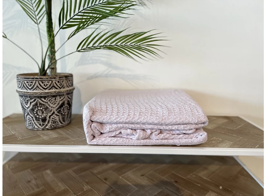 Wafelplaid 240x240cm pink uit de verpakking