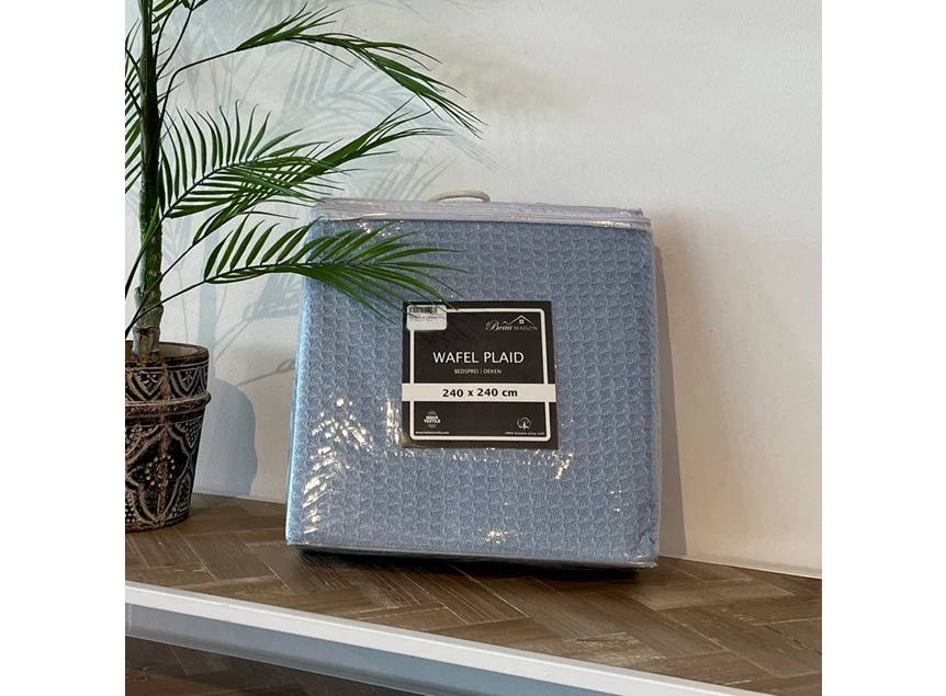 Wafelplaid 240x240cm light blue in verpakking