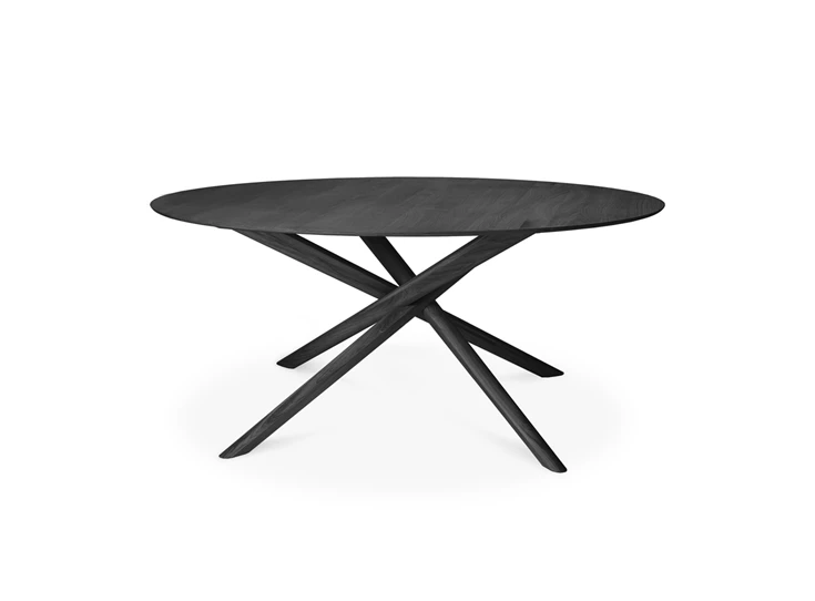 Front Ronde eettafel Oak Mikado Black Round Dining Table 50547 Ethnicraft