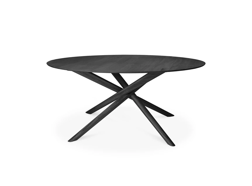 Front Ronde eettafel Oak Mikado Black Round Dining Table 50547 Ethnicraft