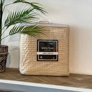 Wafelplaid 240x240cm creme in verpakking