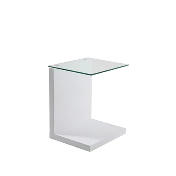 Tupit bijzettafel 60821 actona hoogglans wit transparant glazen blad high gloss white clear glass