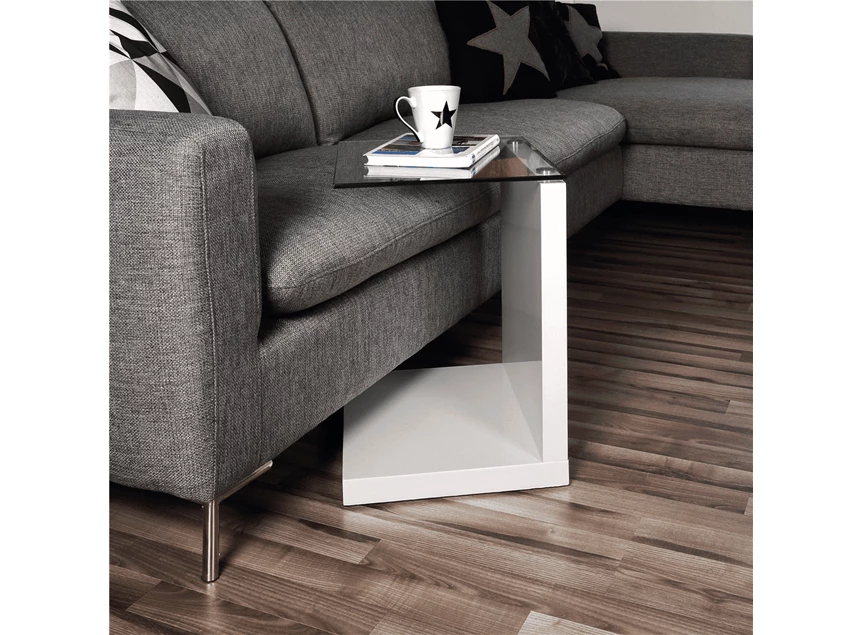 Tupit white clear glass 60821 actona hoogglans high gloss wit transparant bijzettafel glazen blad