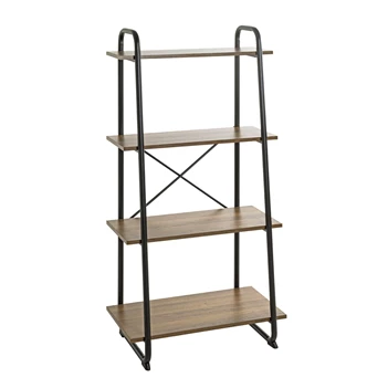 23895 hengelo rek regal 4 planken melamine zwart metalen frame