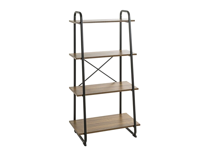 23895 hengelo rek regal 4 planken melamine zwart metalen frame
