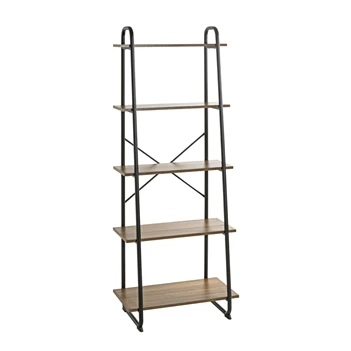 23896 hengelo regal rekje 5 planken hout melamine zwart metalen frame haku