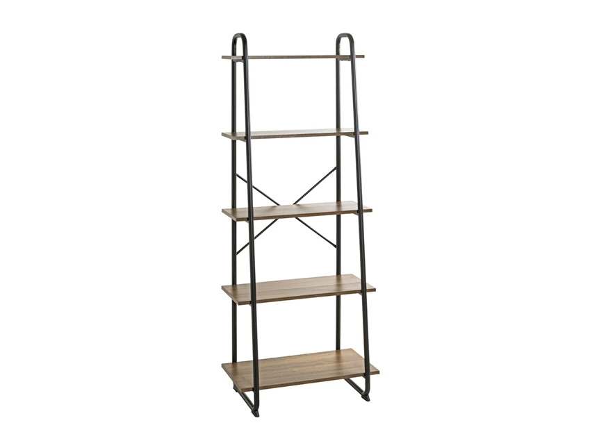 23896 hengelo regal rekje 5 planken hout melamine zwart metalen frame haku