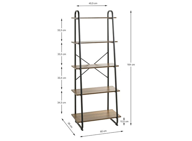 23896 hengelo regal rekje 5 planken hout melamine zwart metalen frame haku afmetingen