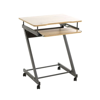 24989 bureau computertafel metalen frame wielen houten blad melamine compact haku