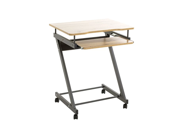 24989 bureau computertafel metalen frame wielen houten blad melamine compact haku