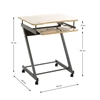 24989 bureau computertafel metalen frame wielen houten blad melamine compact haku afmetingen