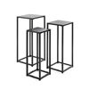25559 set drie bloemenzuilen zwart metaal haku bijzettafel console vierkant