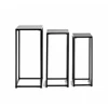 25559 set drie bloemenzuilen zwart metaal haku bijzettafel console vierkant naast elkaar