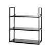 25564 wandrek regal sheffield zwart metaal hout 3 planken haku
