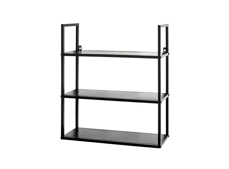 25564 wandrek regal sheffield zwart metaal hout 3 planken haku