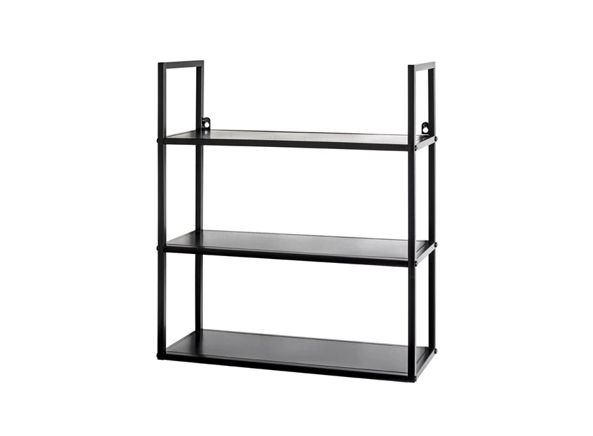 25564 wandrek regal sheffield zwart metaal hout 3 planken haku