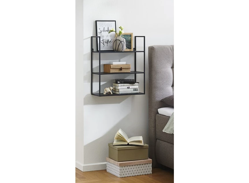 25564 wandrek regal sheffield zwart metaal hout 3 planken haku sfeerbeeld