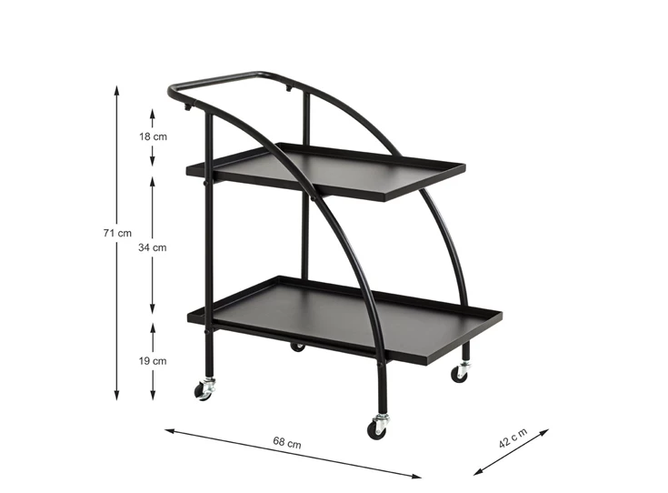 25565 nils serveerwagen zwart metaal wielen haku afmetingen