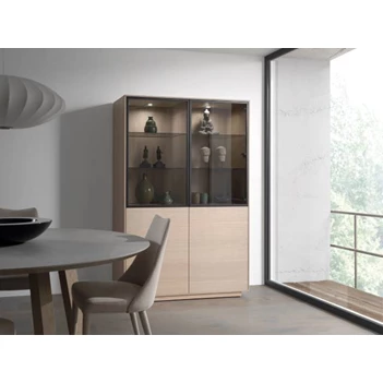 Vitrinekast Adatto eikfineer glas metaal Bijnen modern design