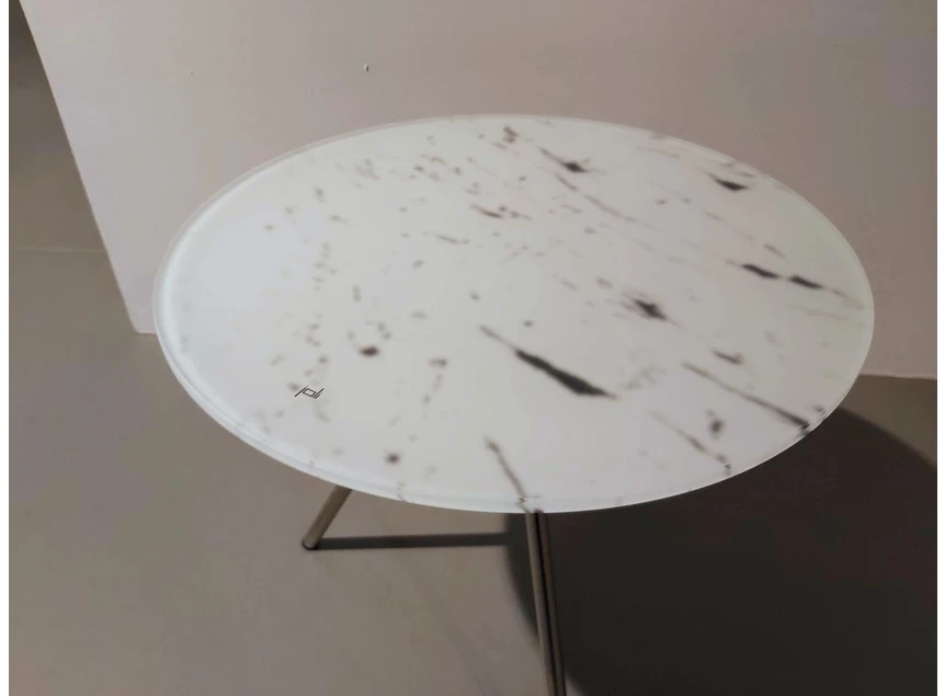 Bovenkant Bijzettafel Tripod Matilux Carrara inox frame Joli