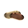 TH1352 Set of 2 trays_ big in brass antq-small brass antq outside and copper inside - 30 x 19