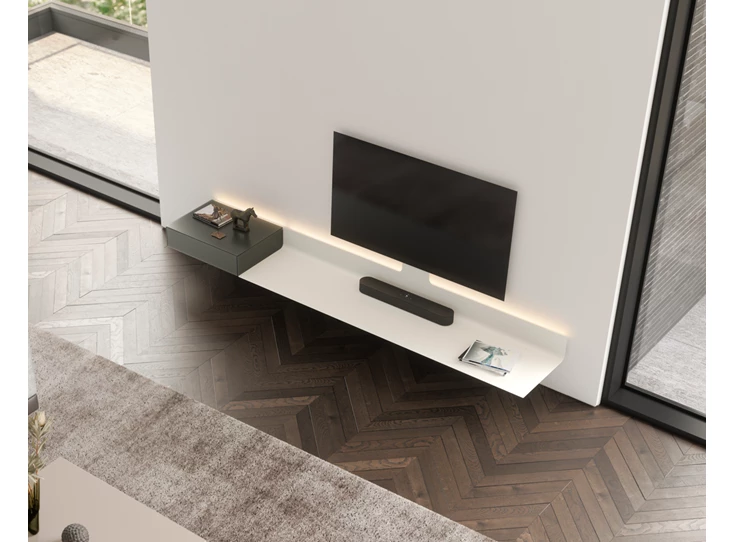 Bovenkant Tv-meubel Air 4 All metaal wit glas grijs Spectral