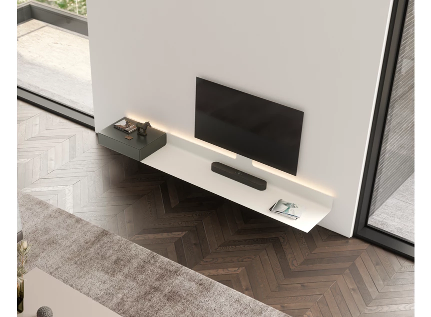 Bovenkant Tv-meubel Air 4 All metaal wit glas grijs Spectral