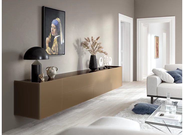 Sfeerfoto Hangende dressoir Side metallic glass champagne Spectral