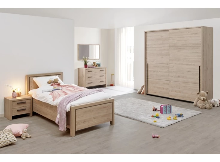 sfeerbeeld schuifdeurkast 200cm viola castella imitatiehout