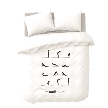 801362 yoga wit zwart poses katoen dekbedovertrek tweepersoons lits-jumeaux y-not