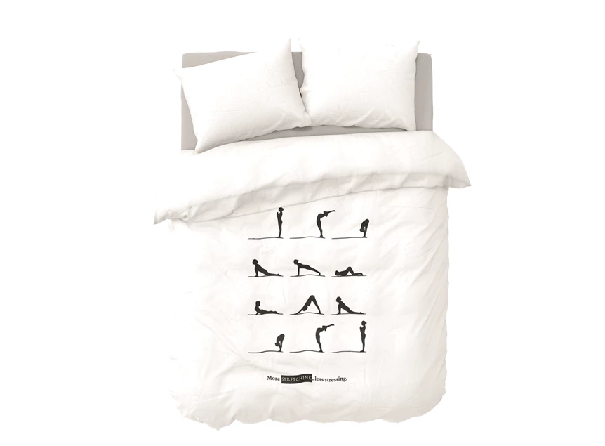 801362 yoga wit zwart poses katoen dekbedovertrek tweepersoons lits-jumeaux y-not