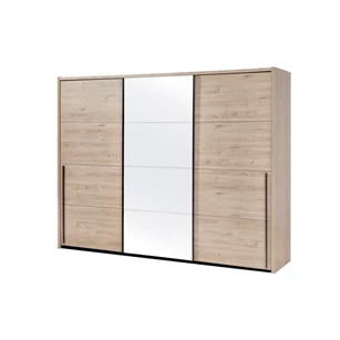 viola schuifdeurkast 3 deuren vol spiegel 250cm kledingkast castella imitatiehout gesloten