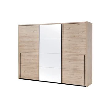 viola schuifdeurkast 3 deuren vol spiegel 250cm kledingkast castella imitatiehout gesloten