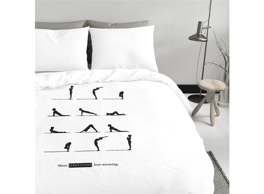 801362 tweepersoons poses katoen dekbedovertrek lits-jumeaux y-not yoga wit zwart